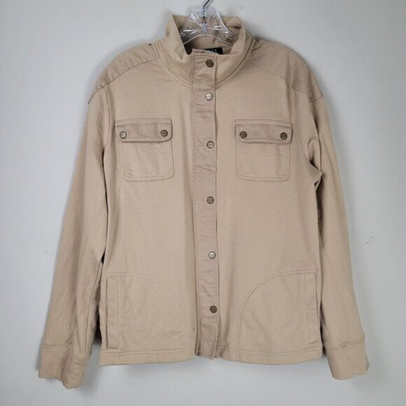 Lauren Ralph Lauren Women Utility Jacket High Neck Tan Button Front Casual Coat - Picture 4 of 13